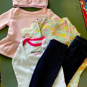 6pc baby girl 6M Carter’s matching set bundle